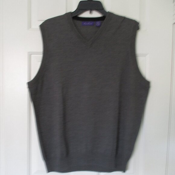 Alan Flusser Mens Sleeveless Gray Merino Wool blend Golf Sweater Vest - Large* - Picture 2 of 2